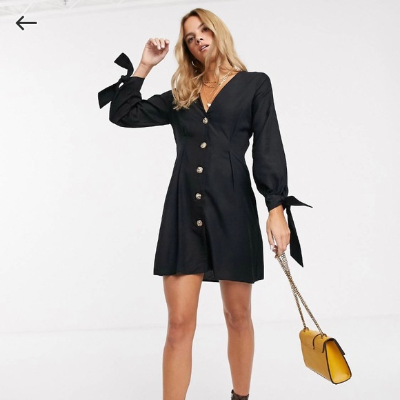 ASOS Black Mini Dress w/ Button Front - Picture 2 of 5